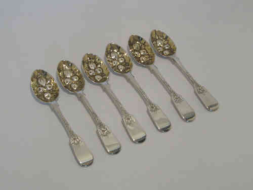 Silber Berry Spoons/ Dessertlöffel ADAMS - London 1866