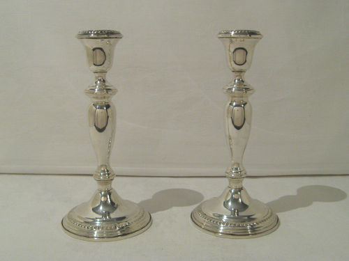 Paar Silber Kerzen-/ Tafelleuchter W. BELL & COMPANY - Kordelrand